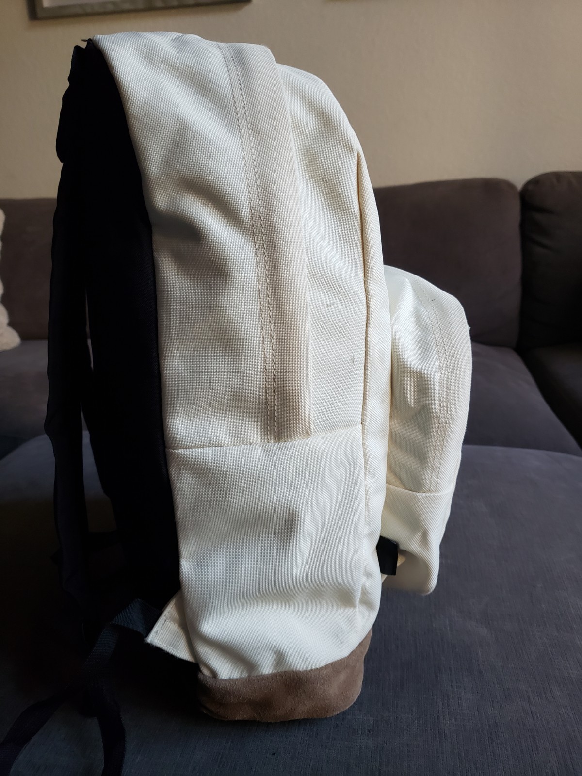 Jansport Backpack Right Pack Coconut Cream Suede Bottom Brown – READ DESCRIPTION