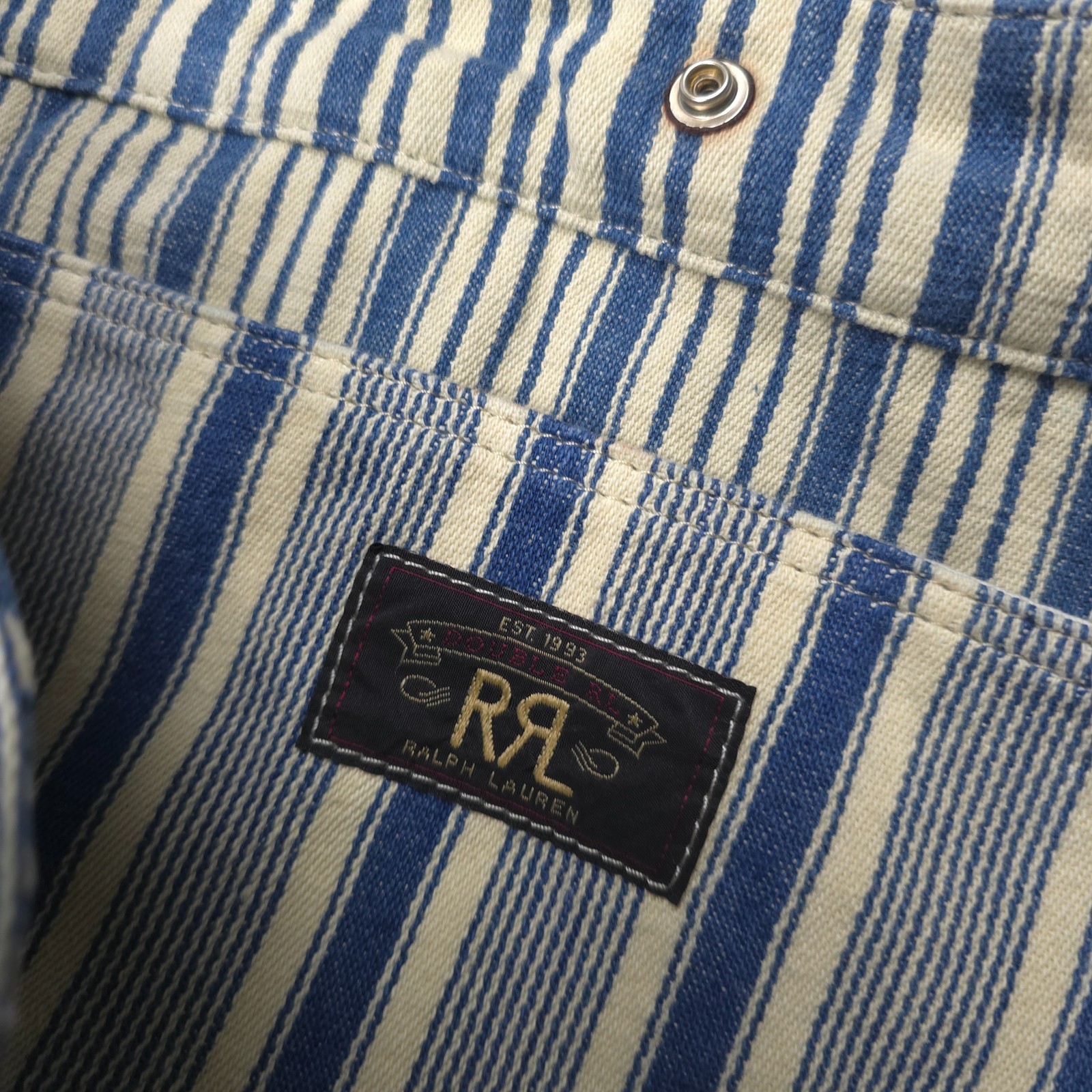 RRL Tote Bag Mens Naval Patchwork Striped Denim Double RL NWT Authentic