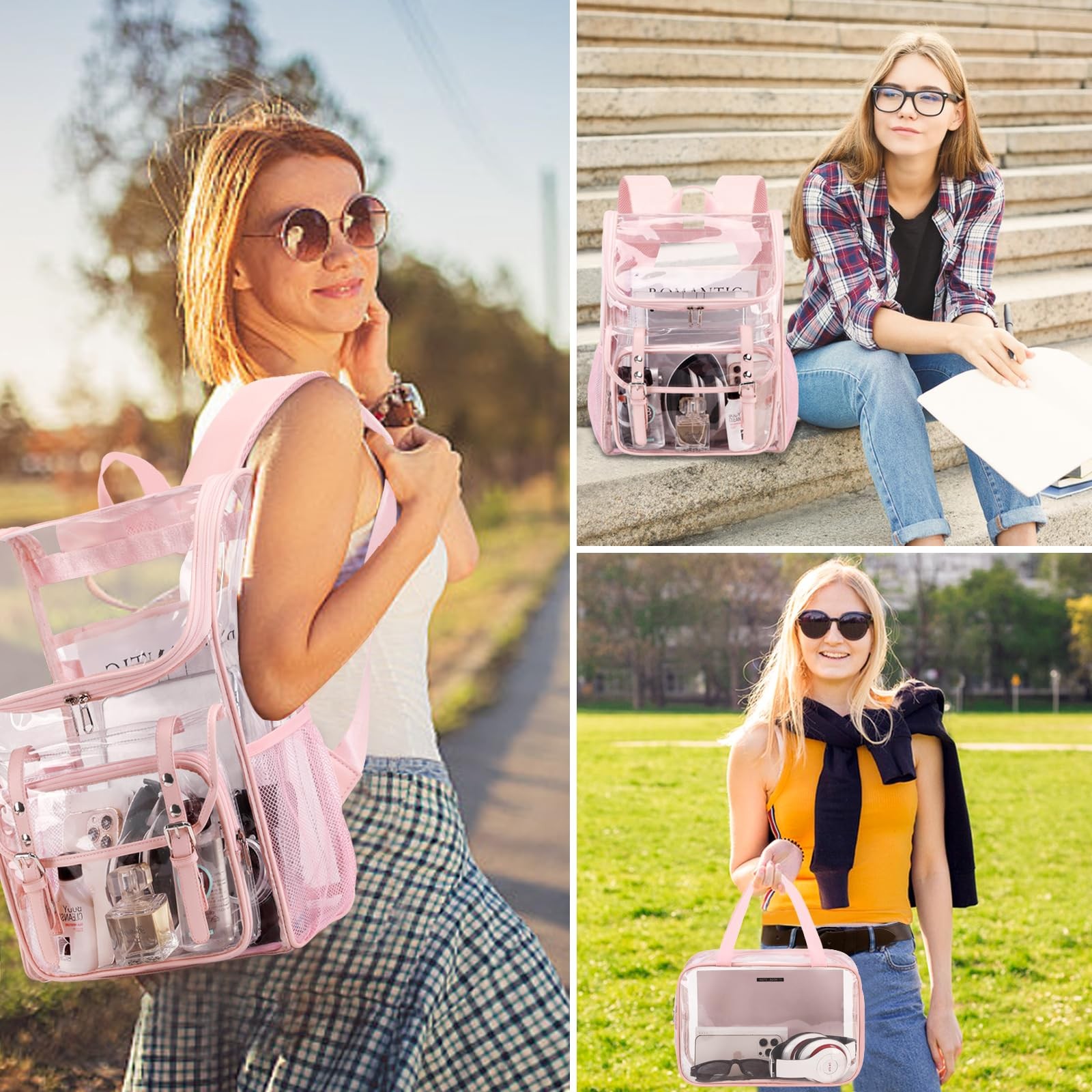 Clear Backpack Set 11.4″ X 5.9″ X 15.7″ with Lunch Bag – Stadium Approved