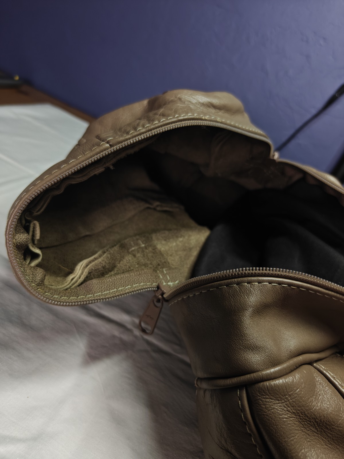 Carroll Top Grain Leather Goods Duffle Carry On Bag Taupe Brown Vintage