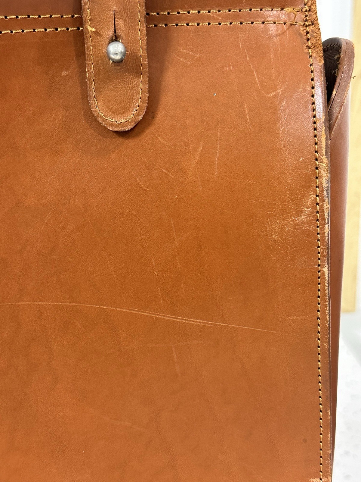 Vintage Bill Amberg Rocket Tan Briefcase Bag Metal Handle