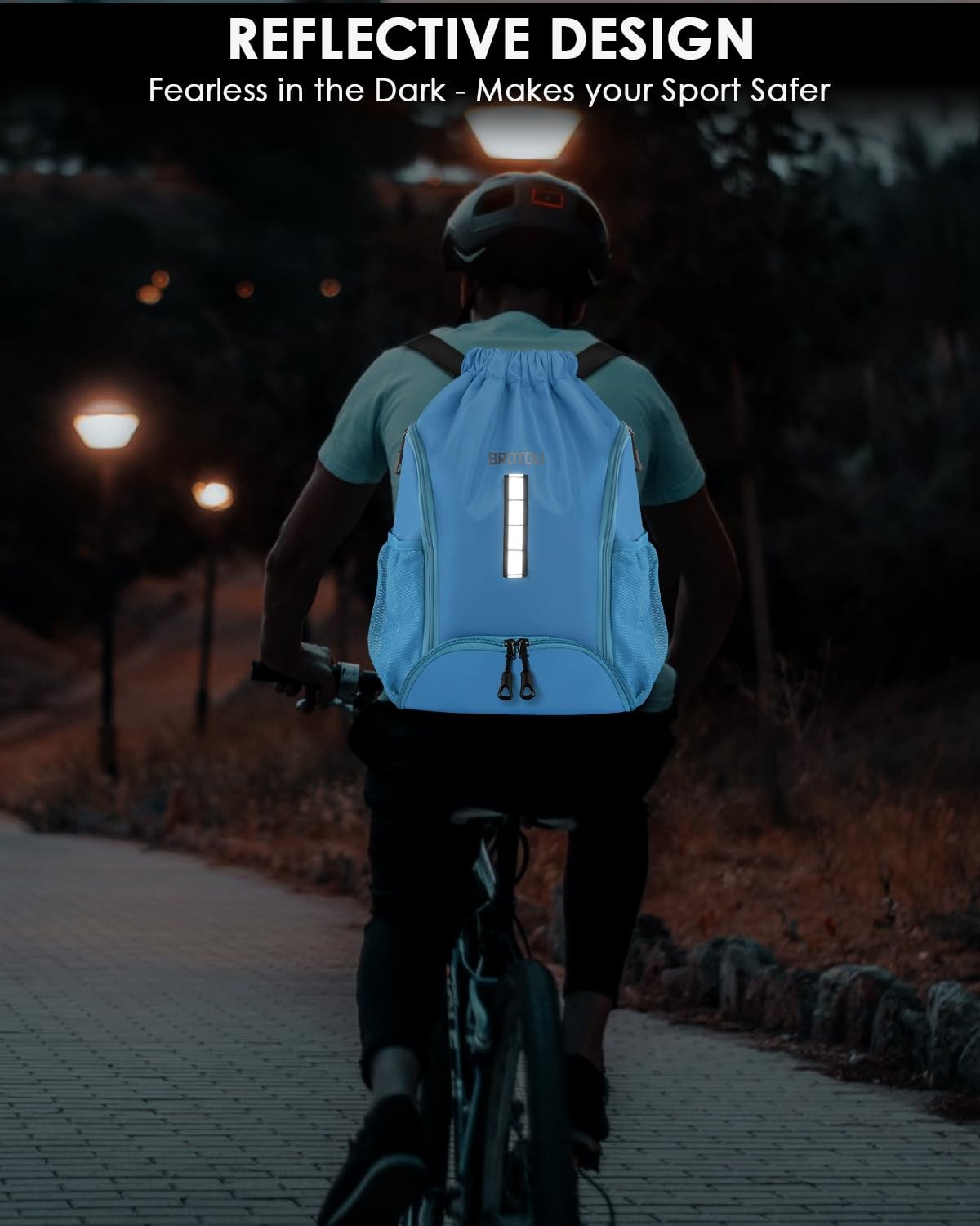 BROTOU Lake Blue Reflective Strip Backpack
