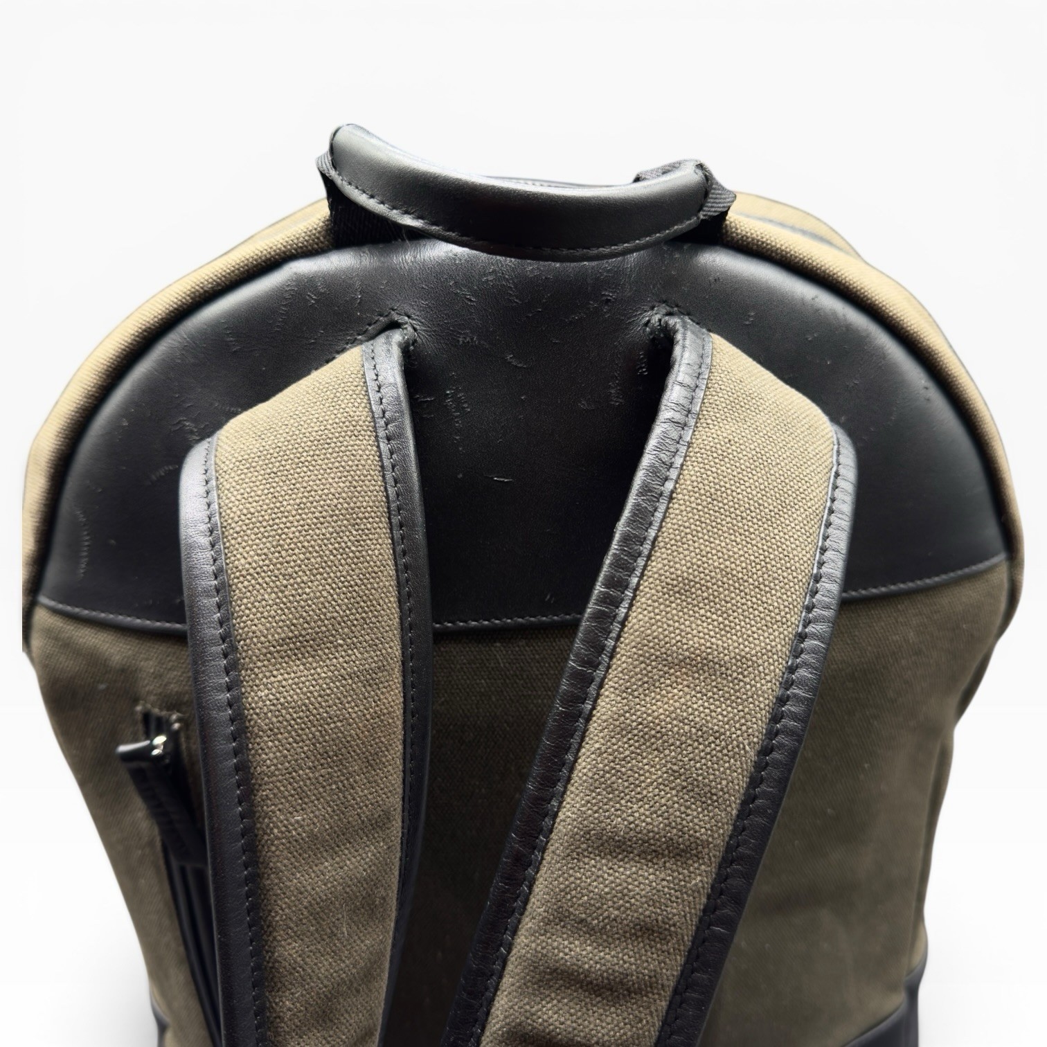 WANT Les Essentiels Kastrup Backpack Olive Green Organic Canvas Leather Trim