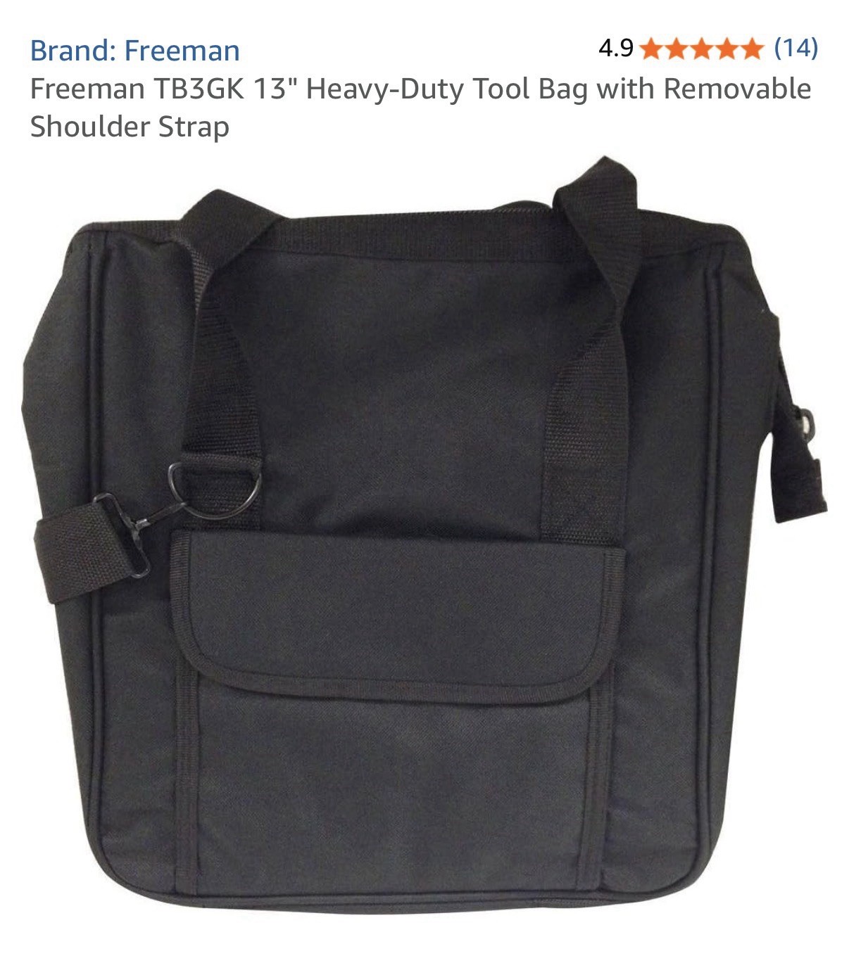 FREEMAN 13″ Heavy Duty padded toolbag with removable shoulder strap – Black