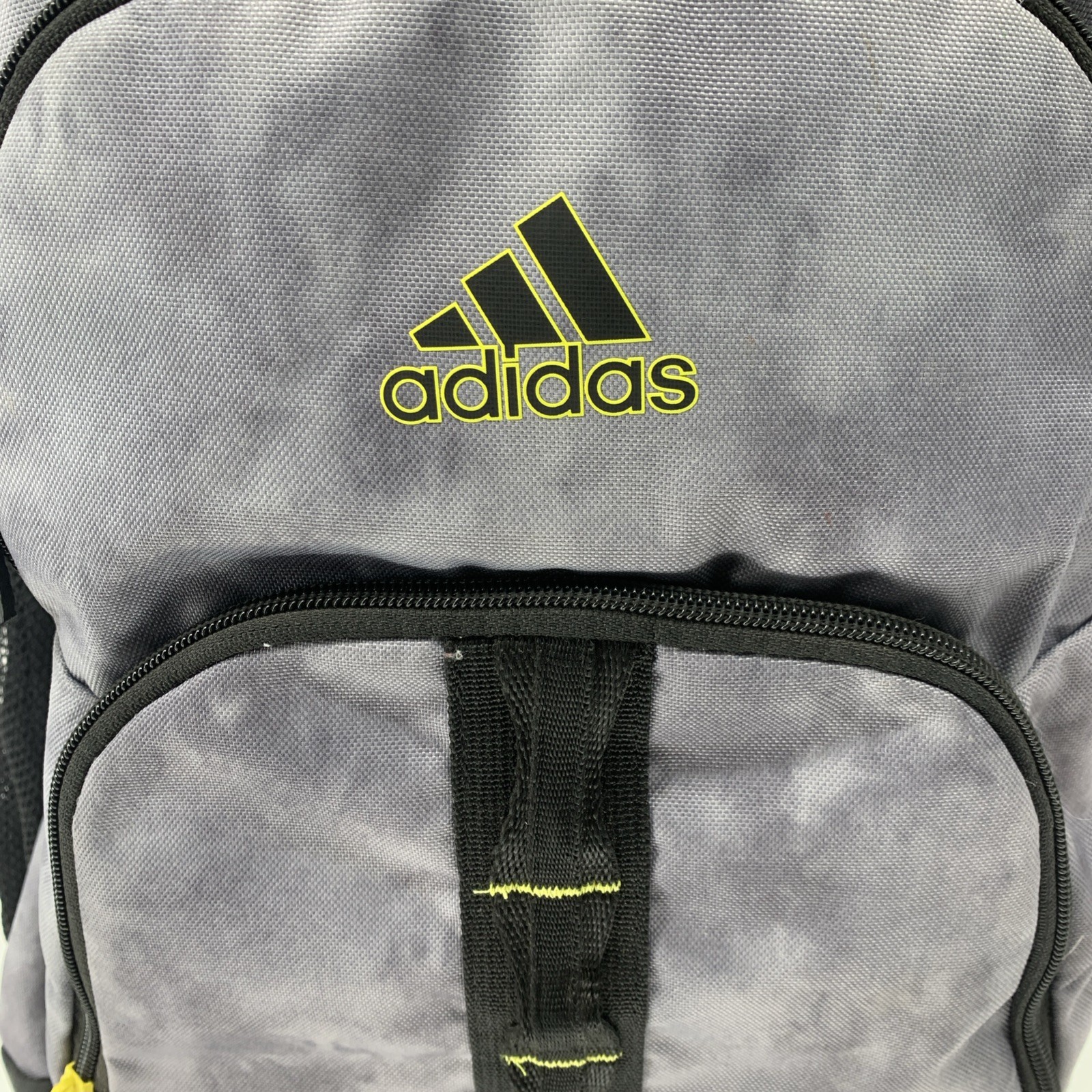 Adidas Prime 6 Backpack Gray Black Yellow Accents Load Spring Straps Side Pocket