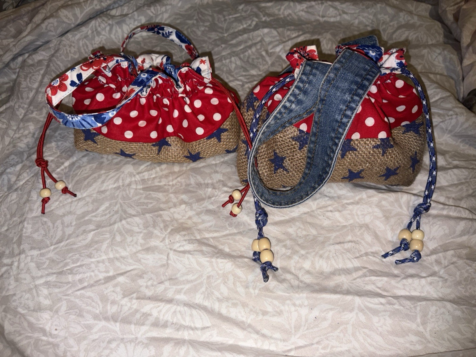 Handmade Reversible, Drawstring Bag ￼