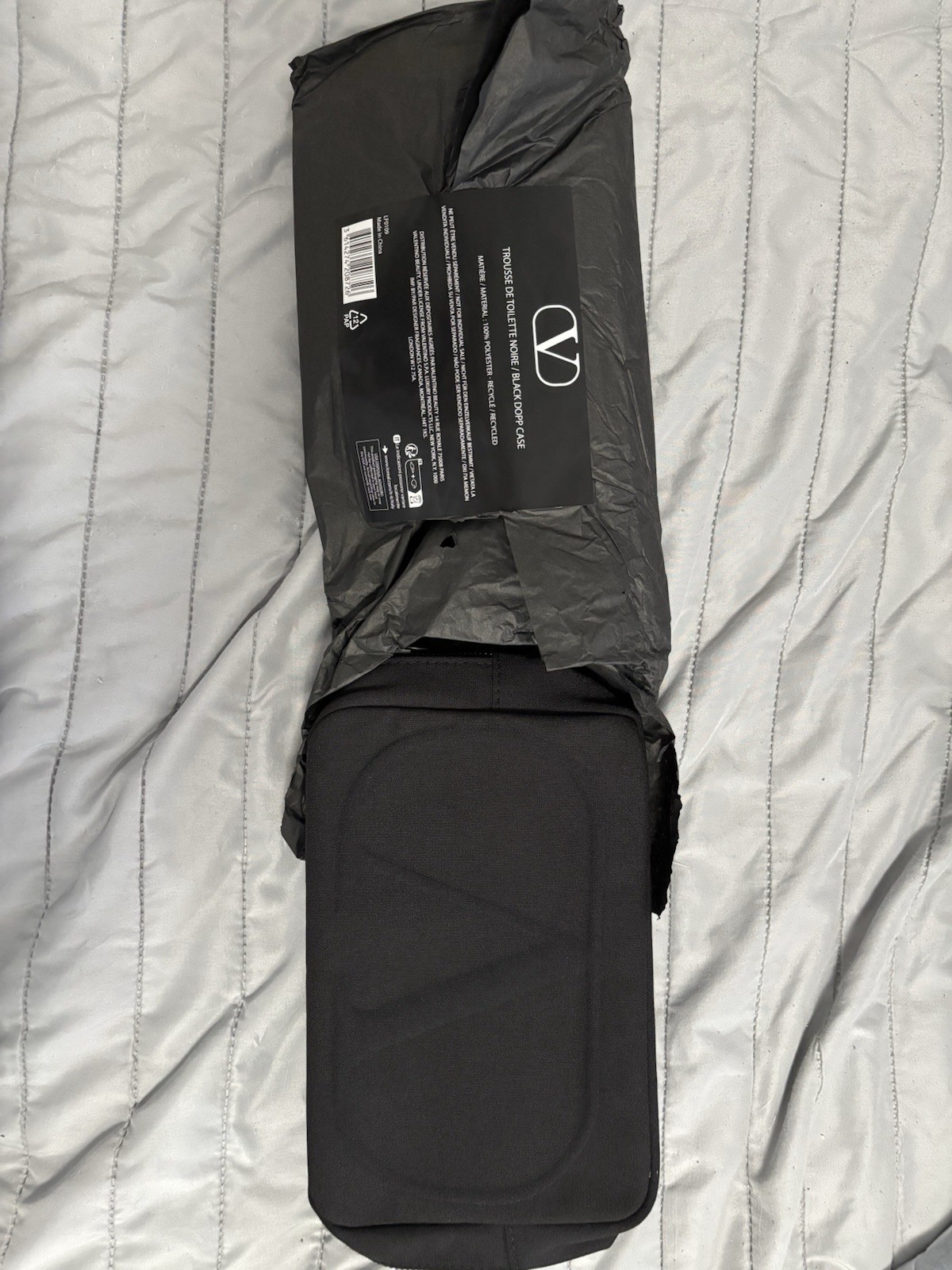 Valentino Black Men’s Toiletry Bag with Wrist Strap Zipper Closure Travel