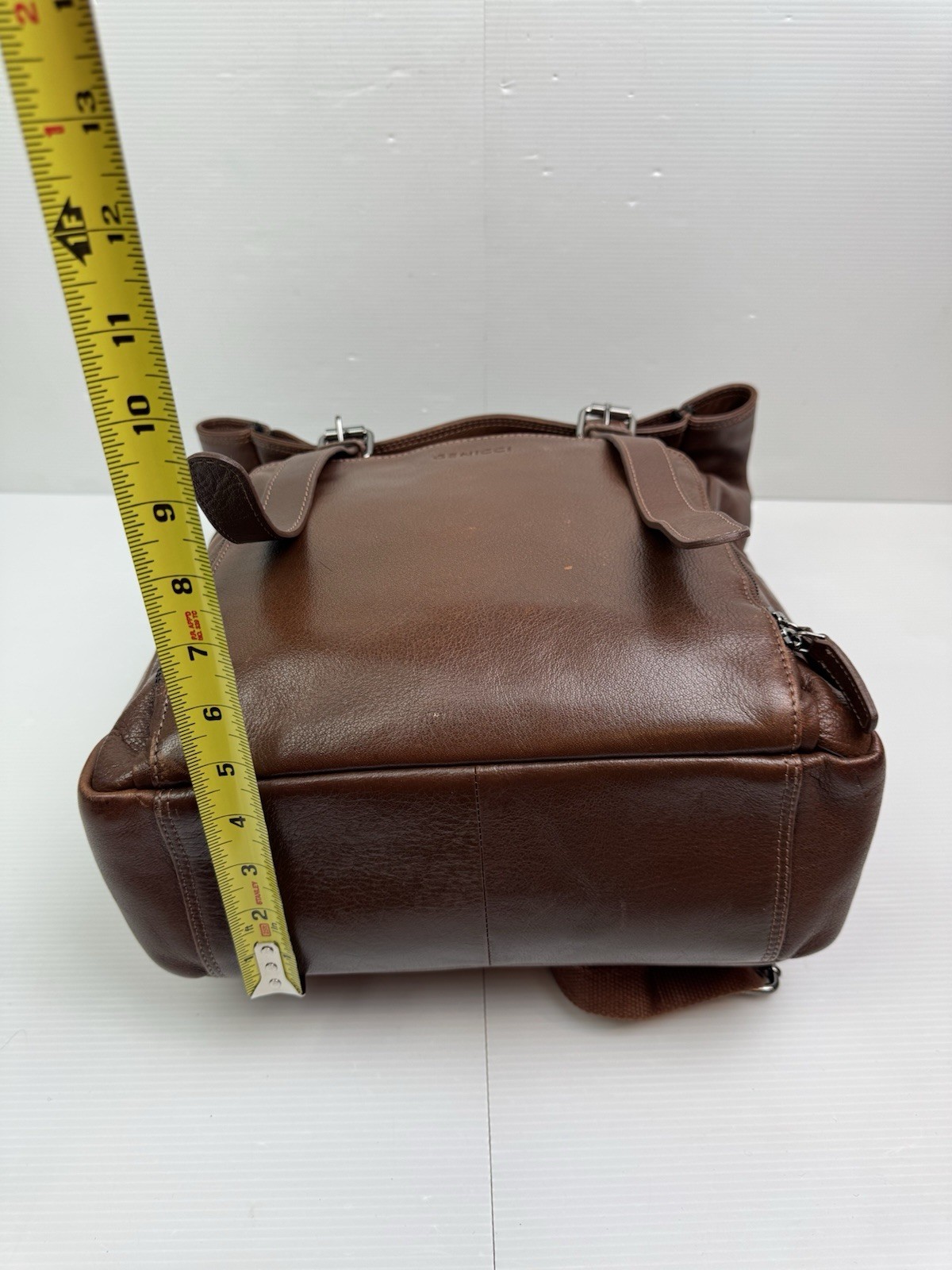 Genicci Cognac Jason Roll Top 15″ Laptop Unisex Leather Backpack READ FLAWS