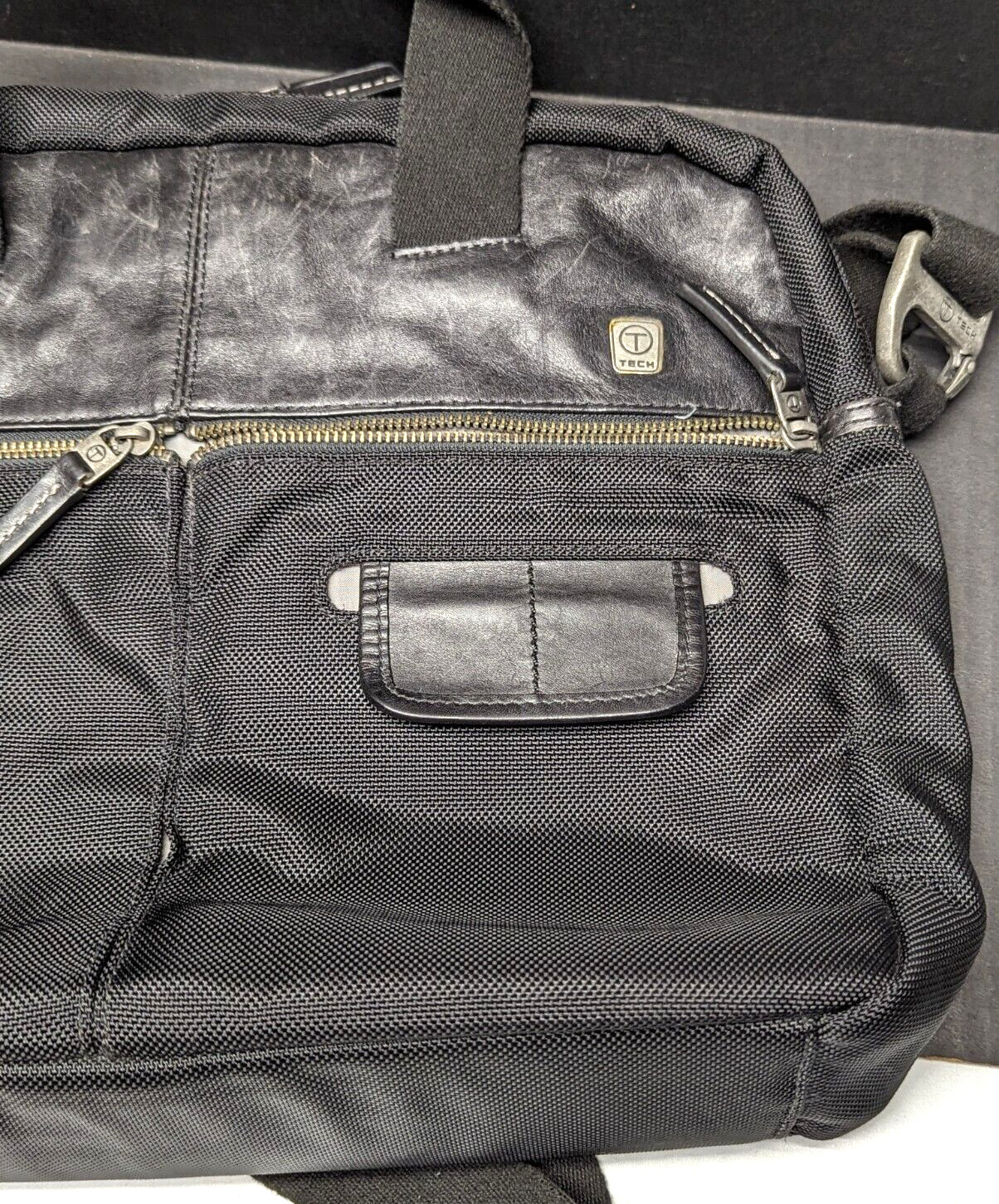 Tumi T-tech Leather and Nylon Portfolio Medium Black Multiple Pockets 12″Hx15″W