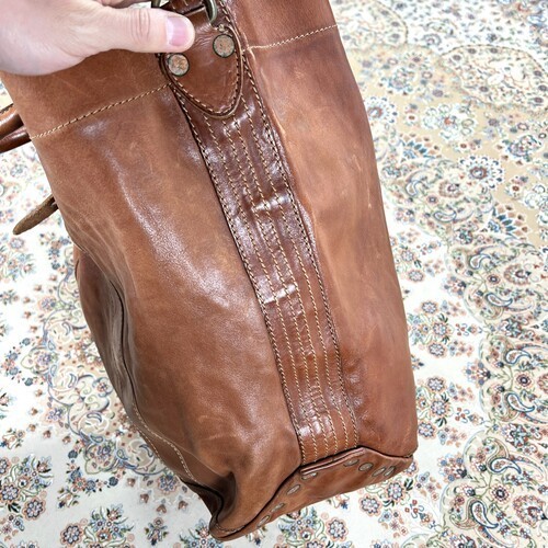 [B+, Size OS] RRL Double RL Tumbled Leather Tote Bag — Whisky Brown