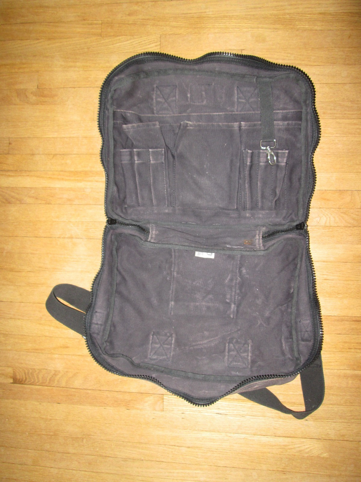 Vintage LANDS END Black Canvas Zip-Around Laptop Brief Bag Crossbody *USA