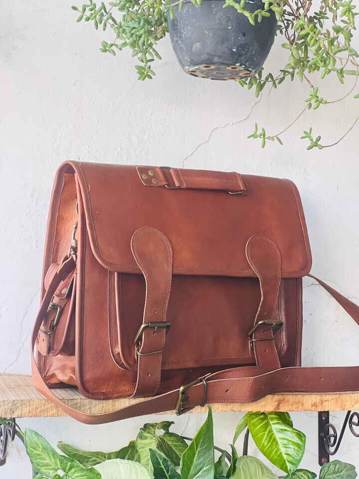 Eco friendly Bag Goat Leather Briefcase Shoulder Genuine