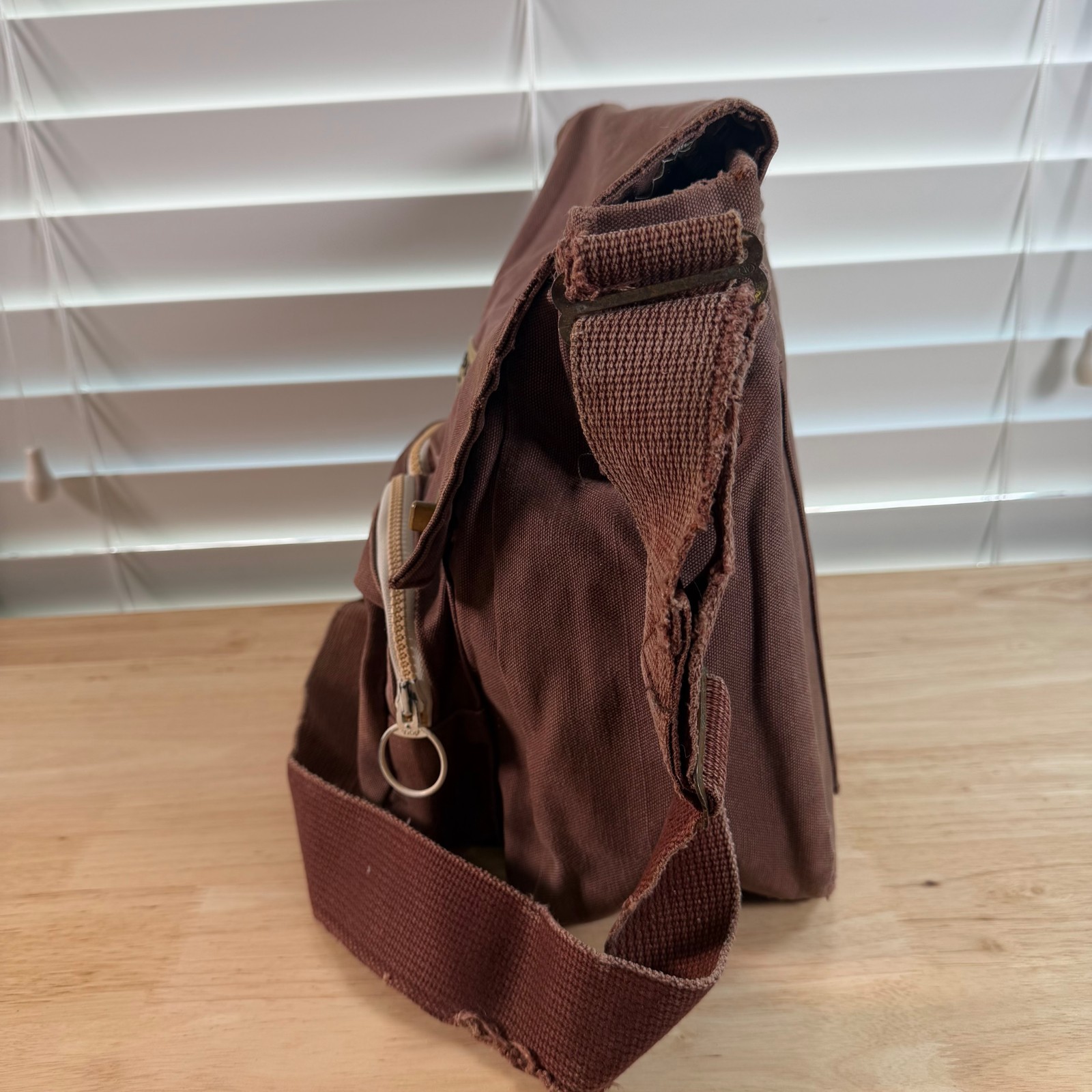 Lands’ End Square Rigger Brown Canvas Durable Classic Flap Front Messenger Bag