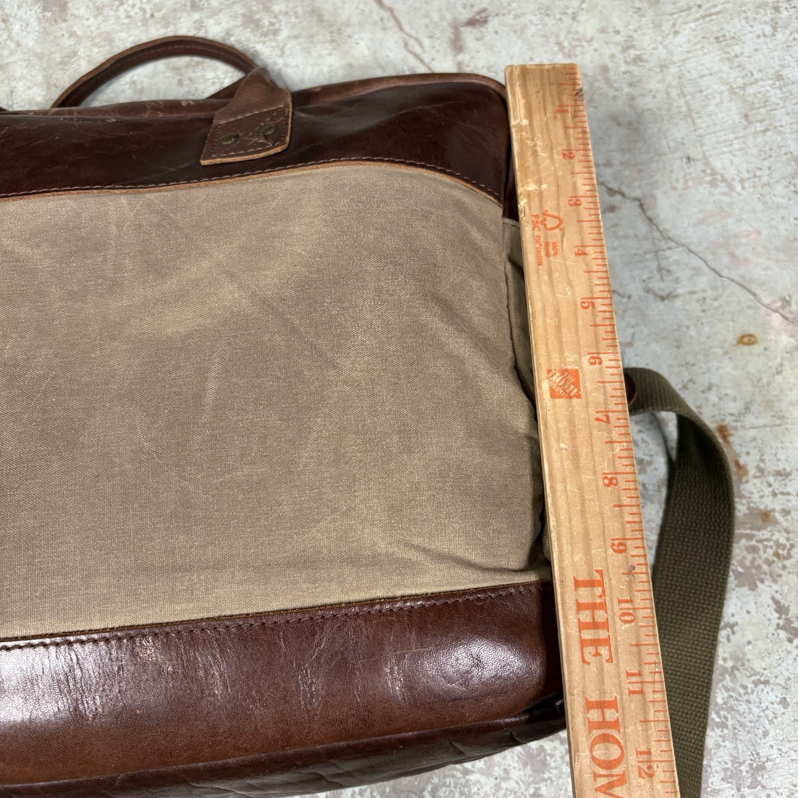 BILLYKIRK x J. Crew Style No. 237FTN Leather And Canvas Laptop Bag Green/Brown