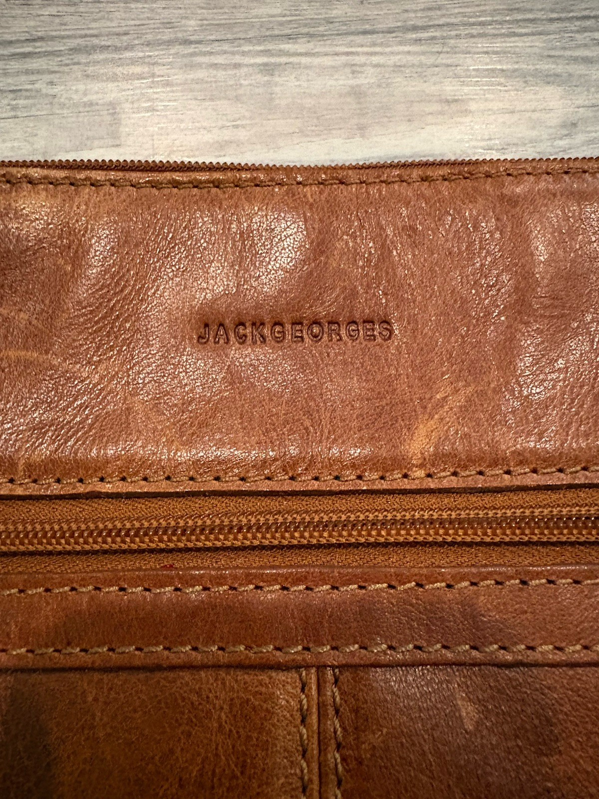 Jack Georges Brown Crossbody Bag Zip Closure Lined Inner Pockets