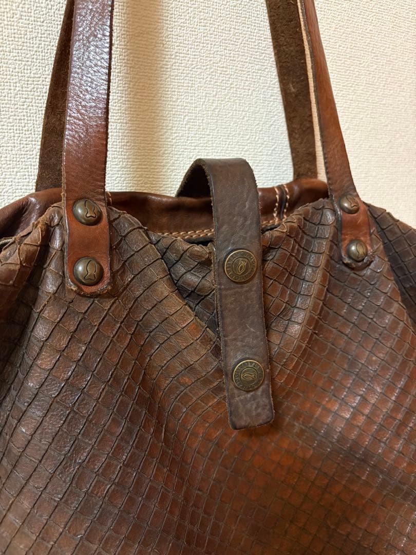 Campomaggi Vintage Leather Shoulder Bag Italy 32cm x 30cm x 12cm Damaged