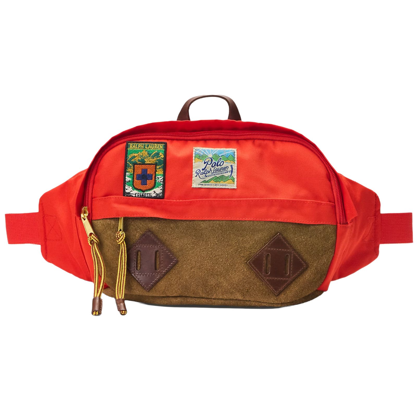 Polo Ralph Lauren Red Suede Trim Trail Waist Pack Climbing style patch camp RRL