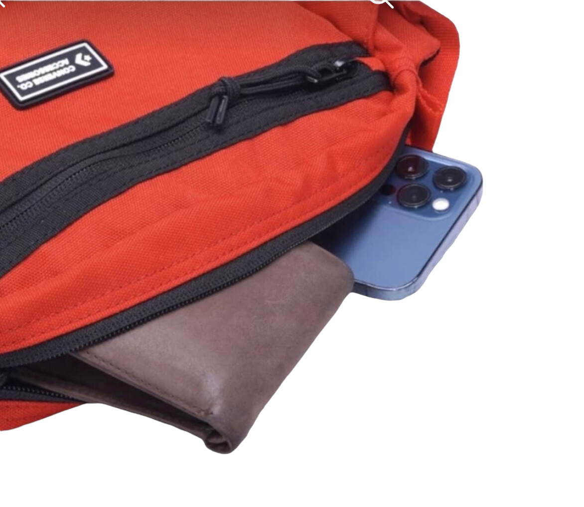 Converse Unisex Red Black Sling Pack, Adjustable, Zip Pockets, 10022098-A02