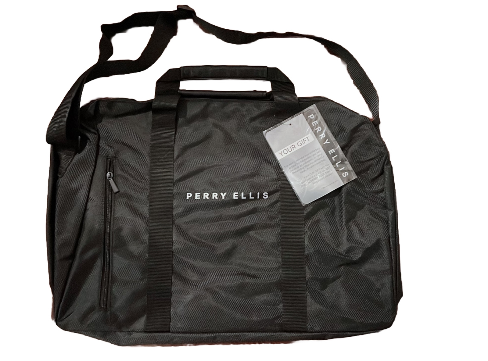 Perry Ellis-“Black Duffle Gym Bag”- Travel Luggage Carry On-(NEW WITH TAGS)