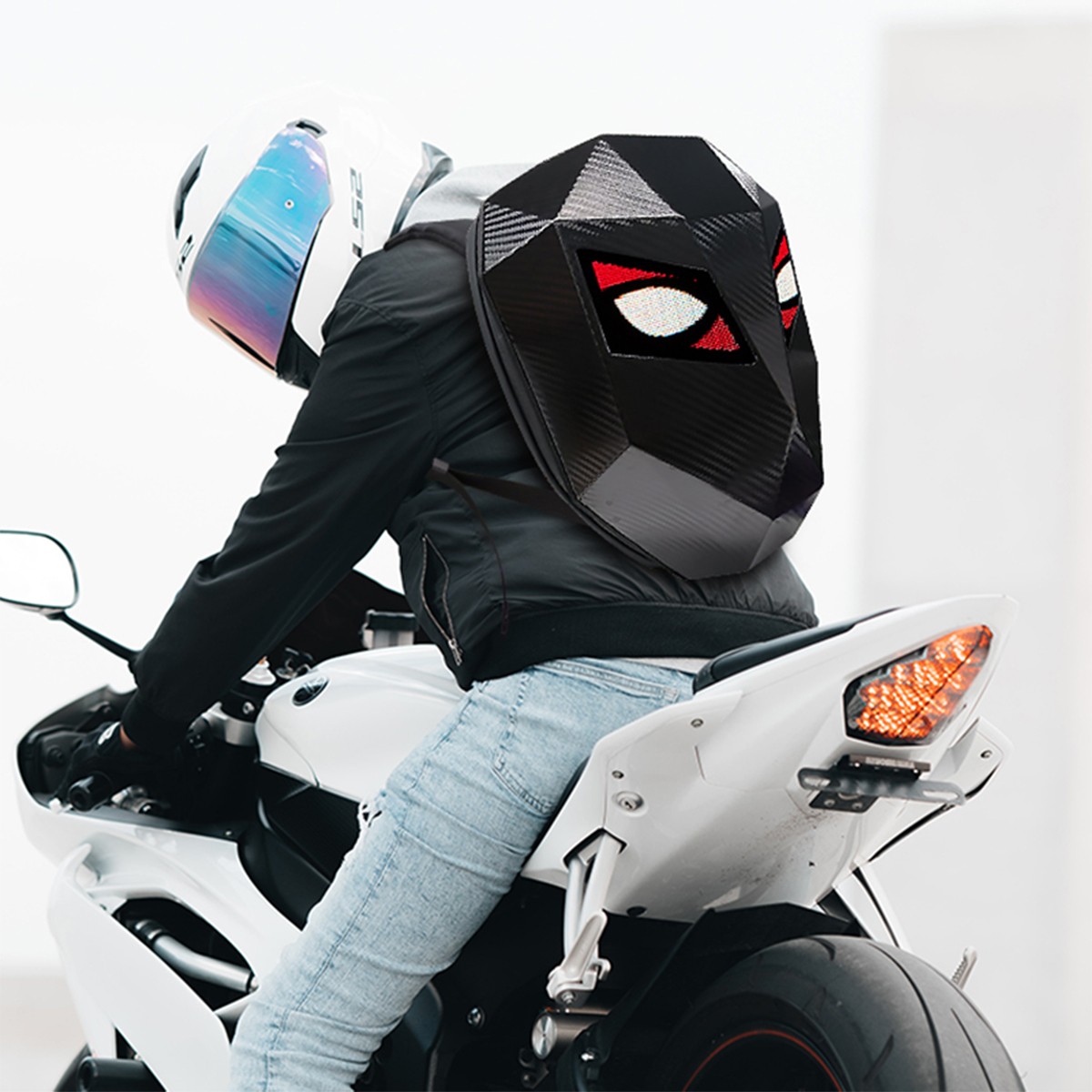 Motorcycle LED Knight Backpack Laptop Bag DIY programming Backpack 3D Waterproof