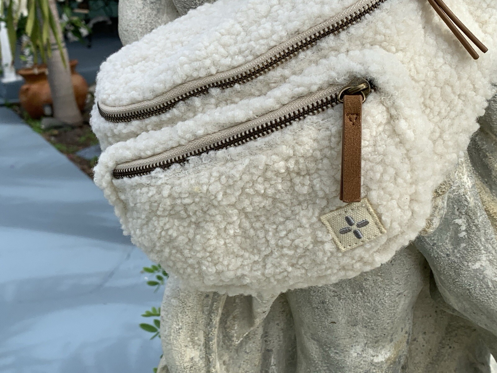 Sun + Stone Kieran Fleece Waist Pack Belt Bag, White
