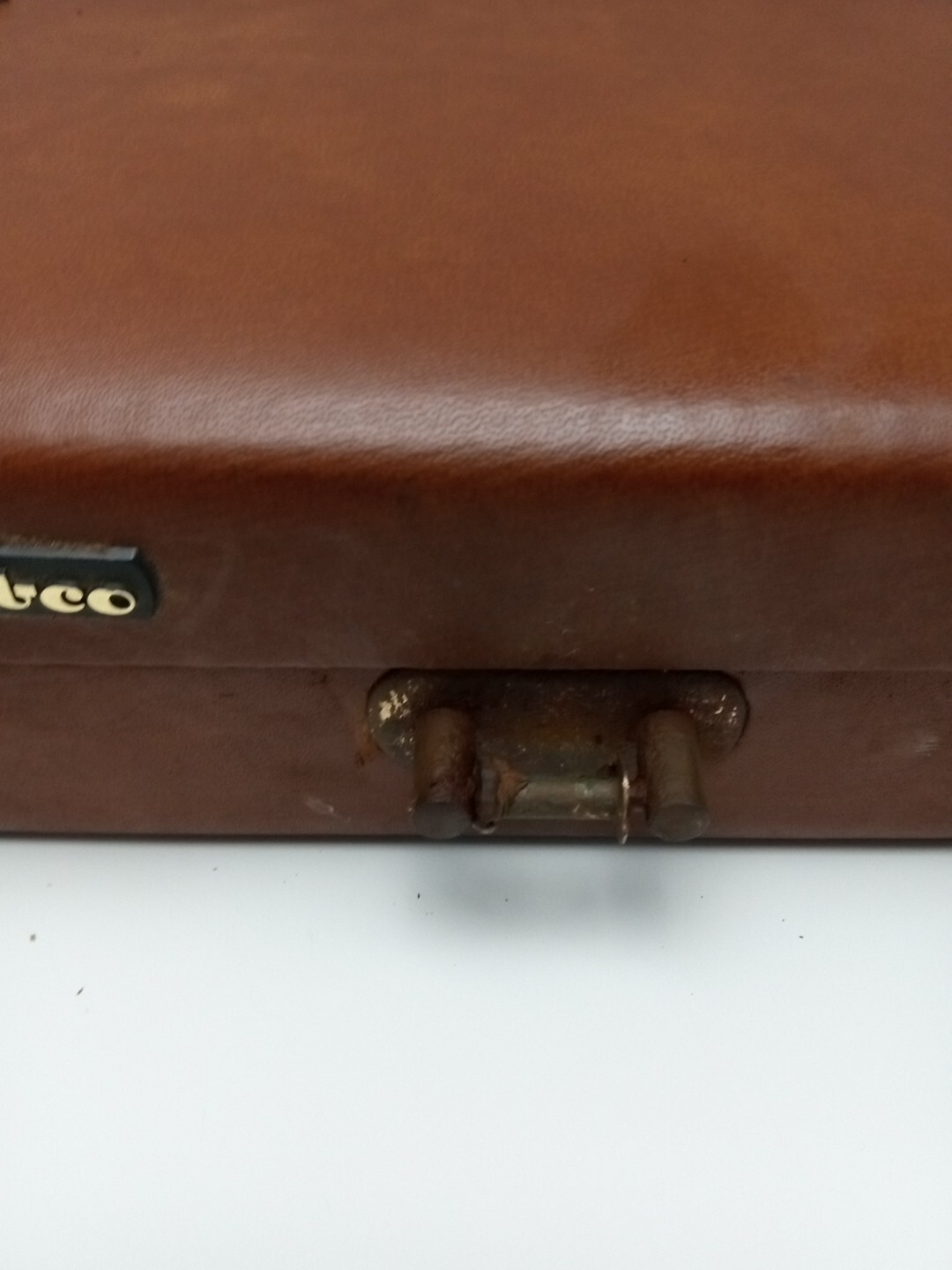 Vintage Stebco Business Briefcase Brown Leather Made In Spain Missing Handle