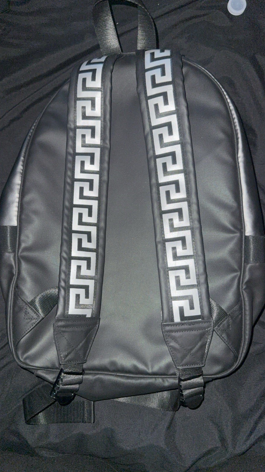 Versace Parfums Men’s Black Backpack Medusa Logo Zip Closure Adjustable Straps