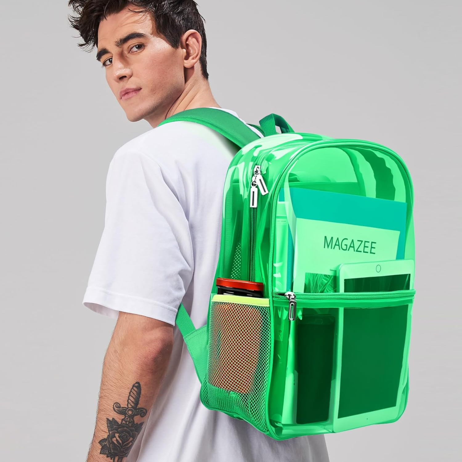 Clear Backpack Heavy Duty TPU Transparent Backpack for Sports,Work,Security Trav