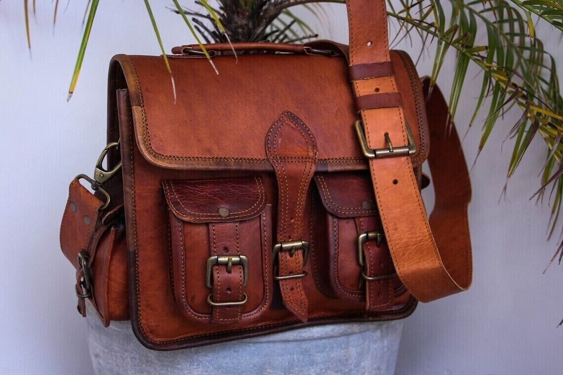 Men’s Business Leather Shoulder Messenger Satchel Genuine Laptop Briefcase Bag
