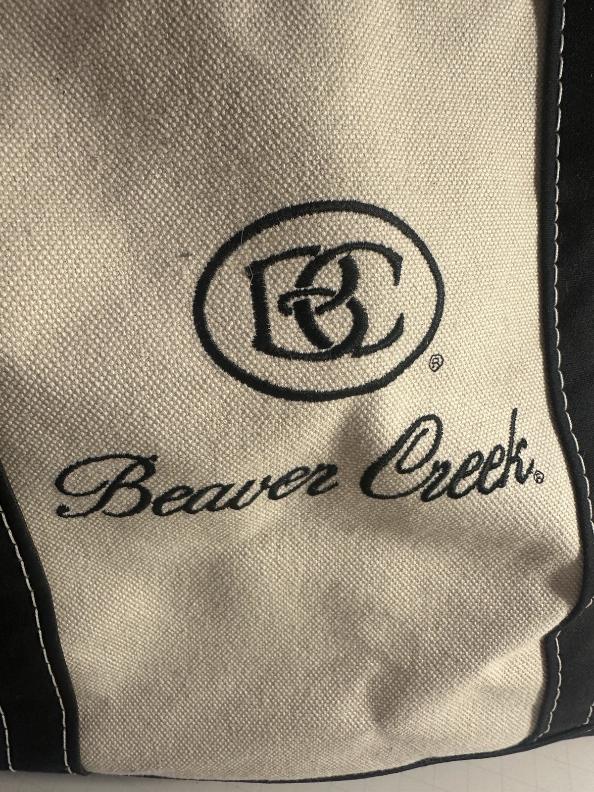 LL Bean Canvas Boat and Tote Medium Shoulder Bag USA Embroidered Beaver Creek