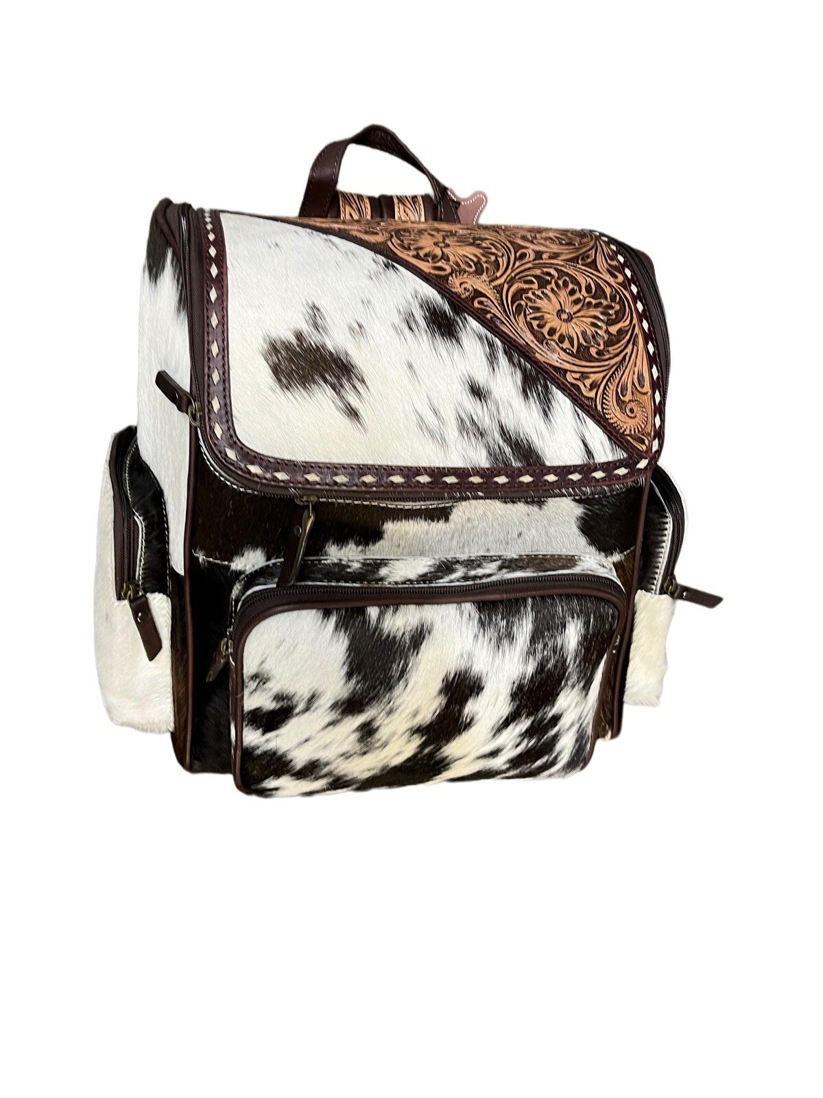 Cowhide Leather Backpack Medium Brown Soft Cowhide Leather