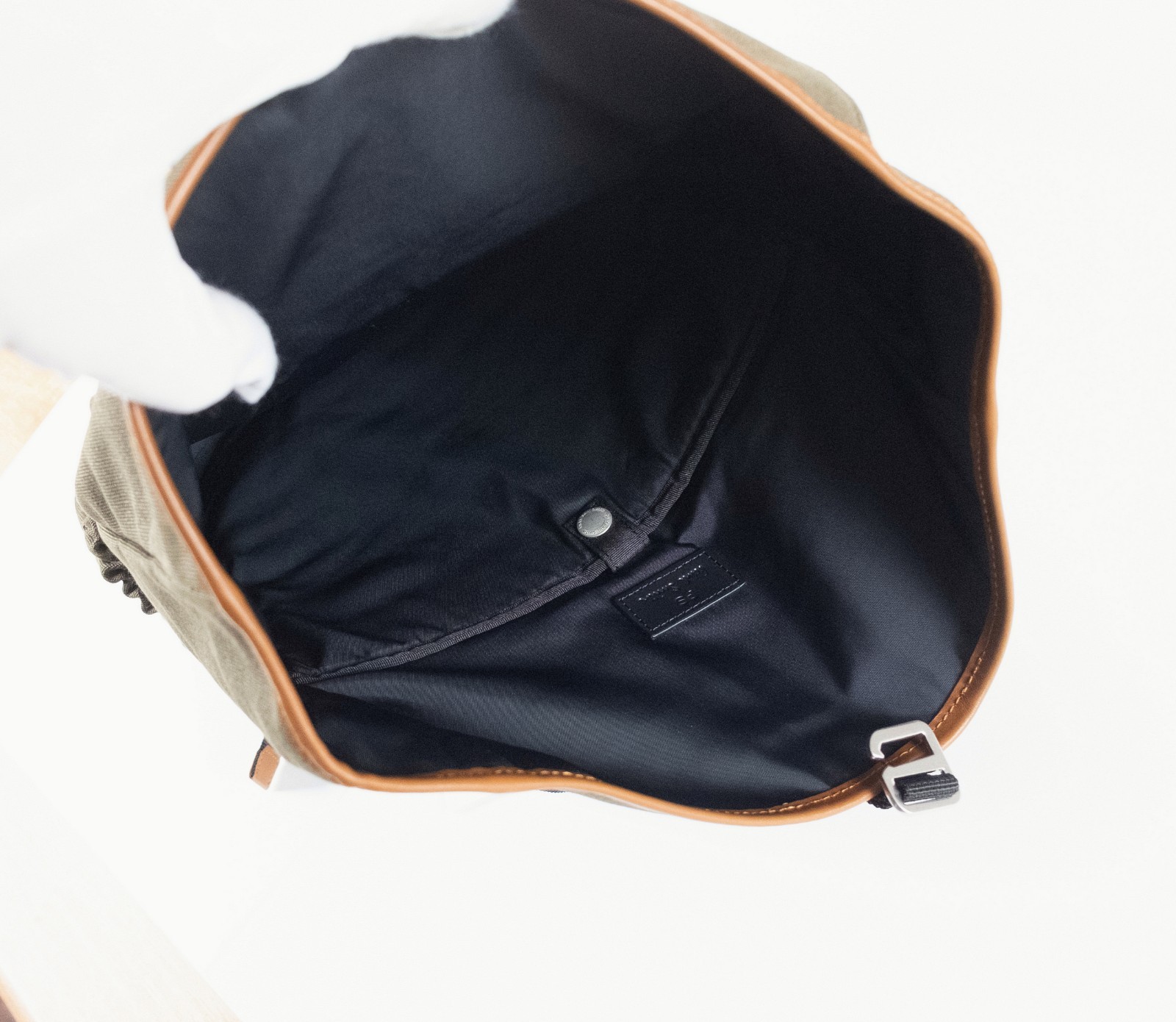 (NO CUSTOMS TAX) PS PAUL SMITH mainline khaki green canvas & leather backpack