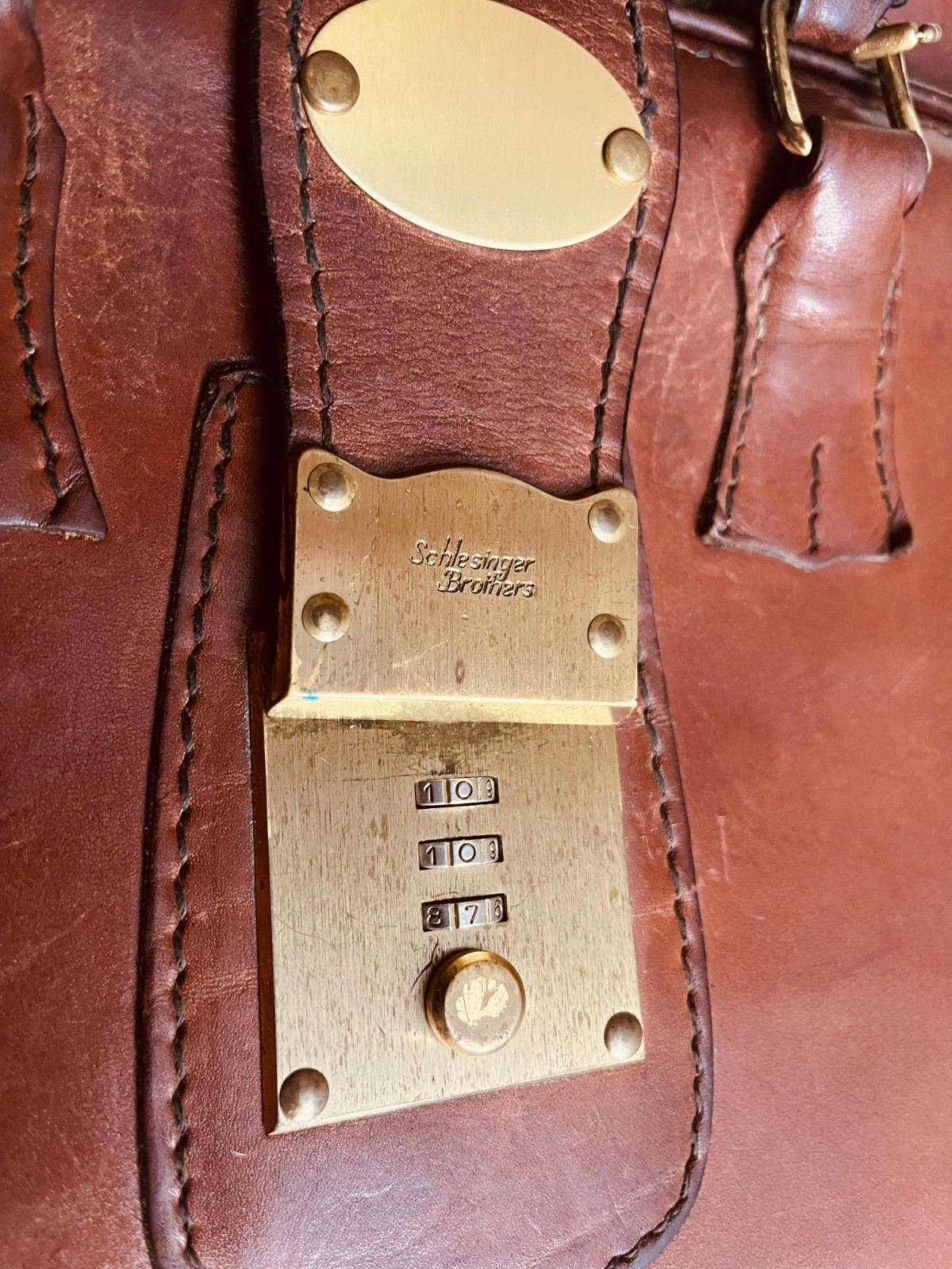 SCHLESINGER BROTHERS Tan Heavy Leather Briefcase / Lawyer Bag – Made in USA
