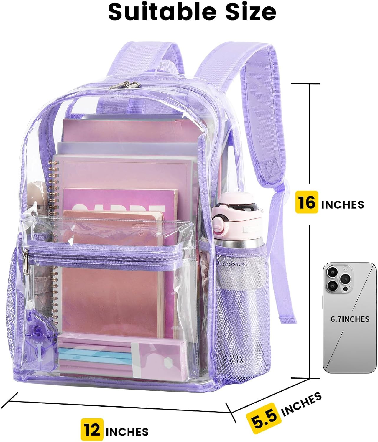 Heavy Duty Clear Backpack – Large Clear Backpacks for School See through Backpac
