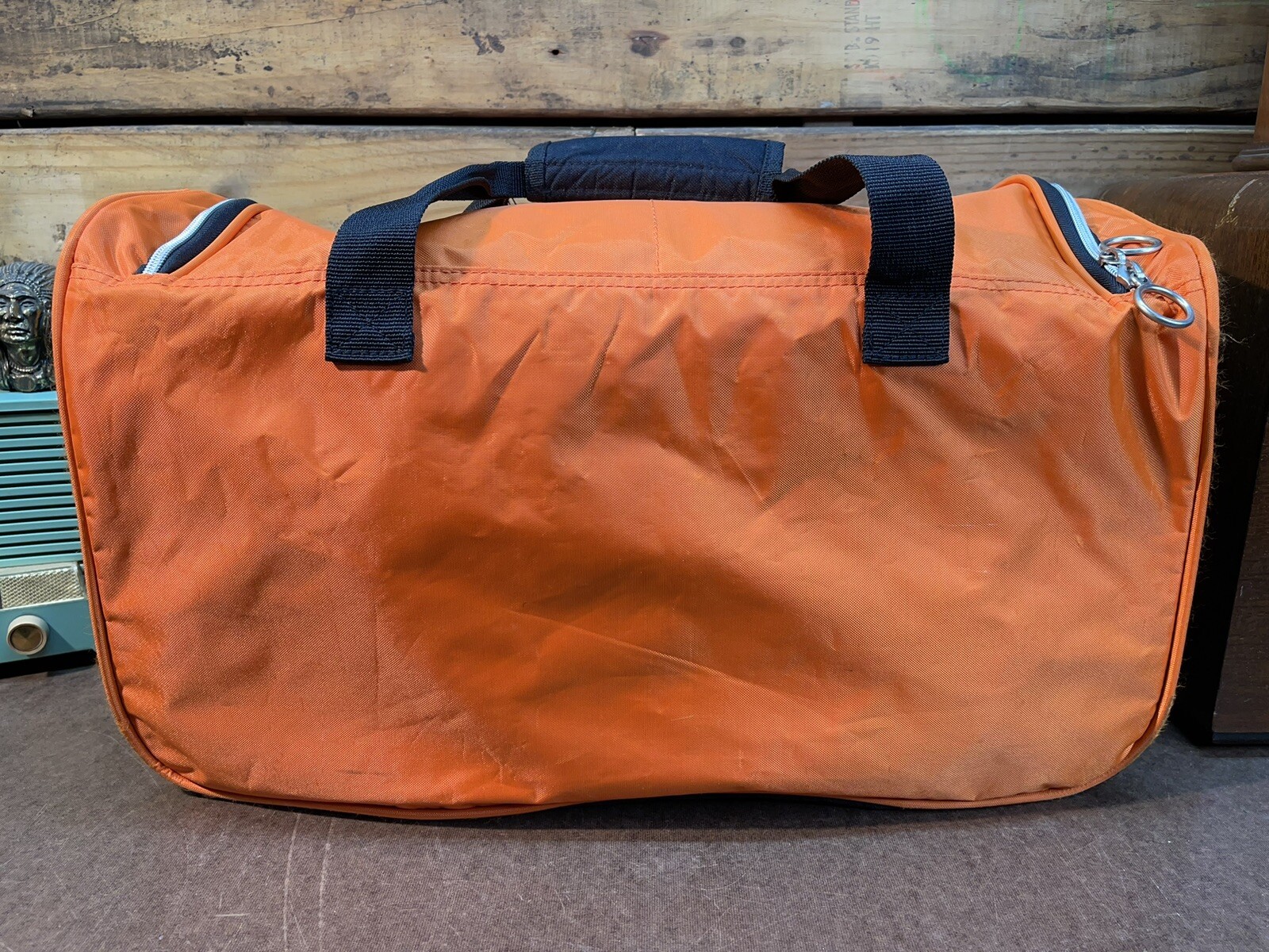 Rare Tommy Hilfiger Spellout Black and Orange Duffel Gym Bag 21 inches Long