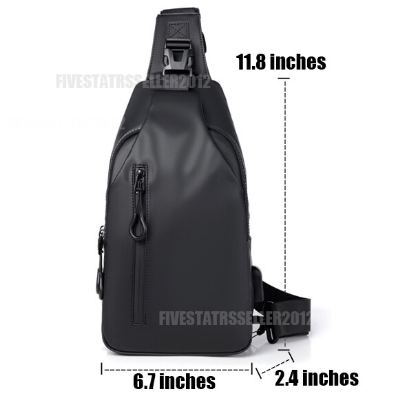 Men’s Sling Backpack Waterproof Anti-theft Shoulder Crossbody Bag Chest USB Port
