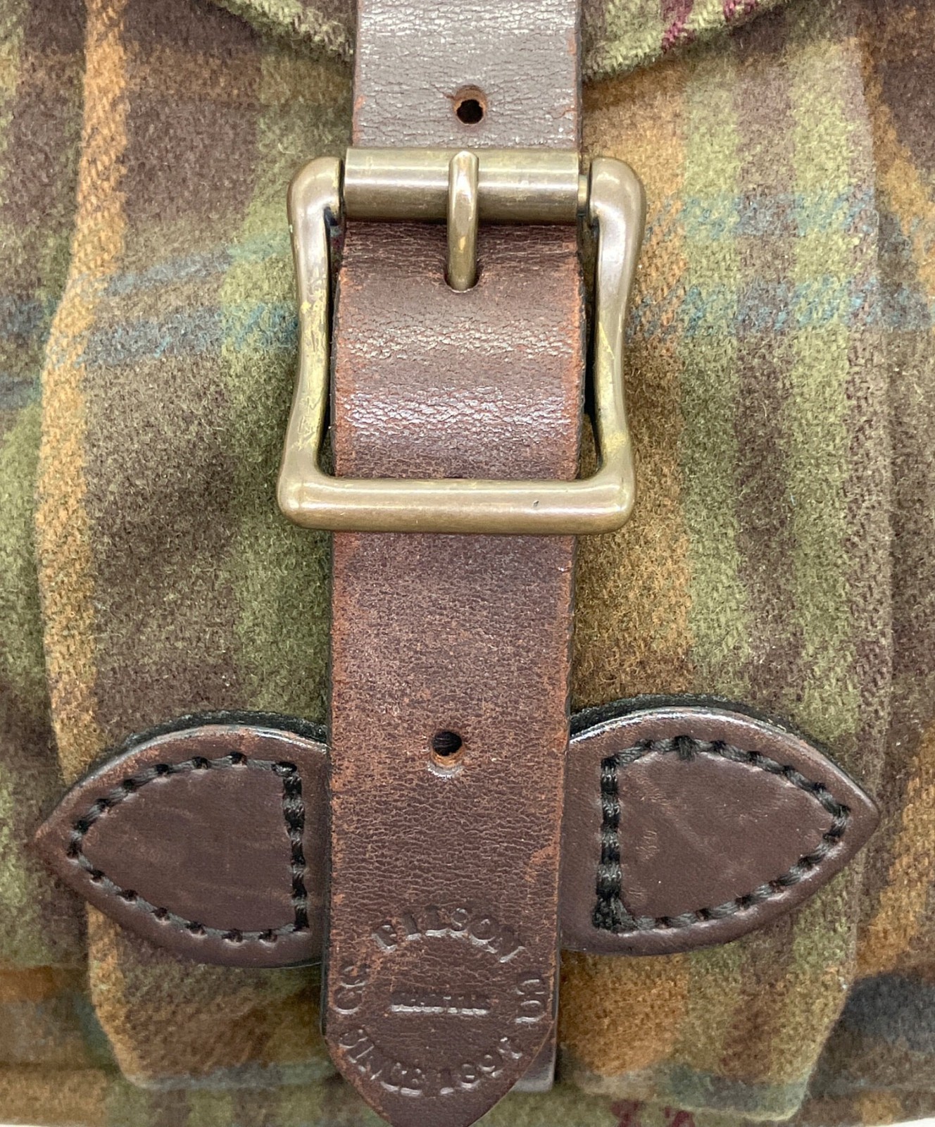 FILSON Wool Shoulder Bag Green Brown Check USA – Used Slight Wear
