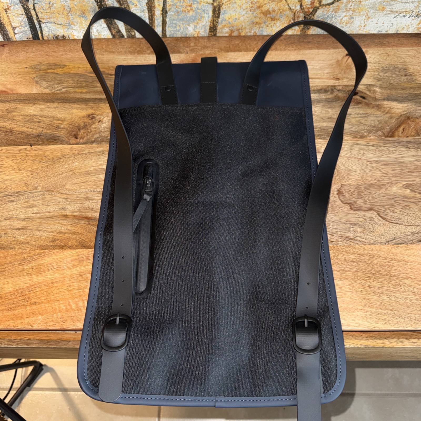 RAINS NWOT Backpack Waterproof Matte Navy Blue Work School Computer Backpack