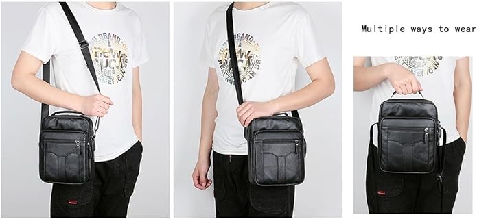 Men’s Genuine Leather Messenger Bag Crossbody Sling Bag for Casual Business Work