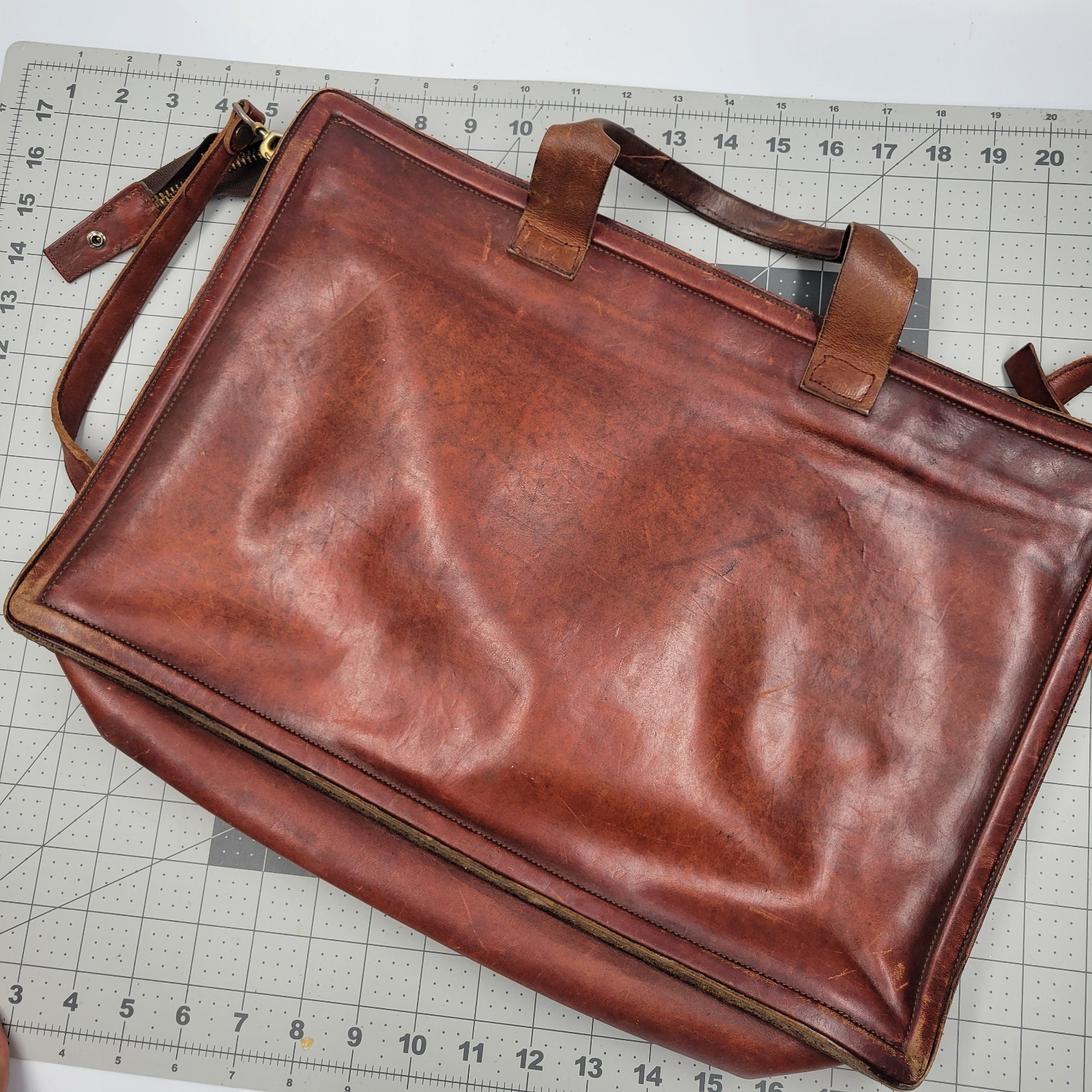 Michael Scott English Bridle Leather Briefcase Black Cherry Brown