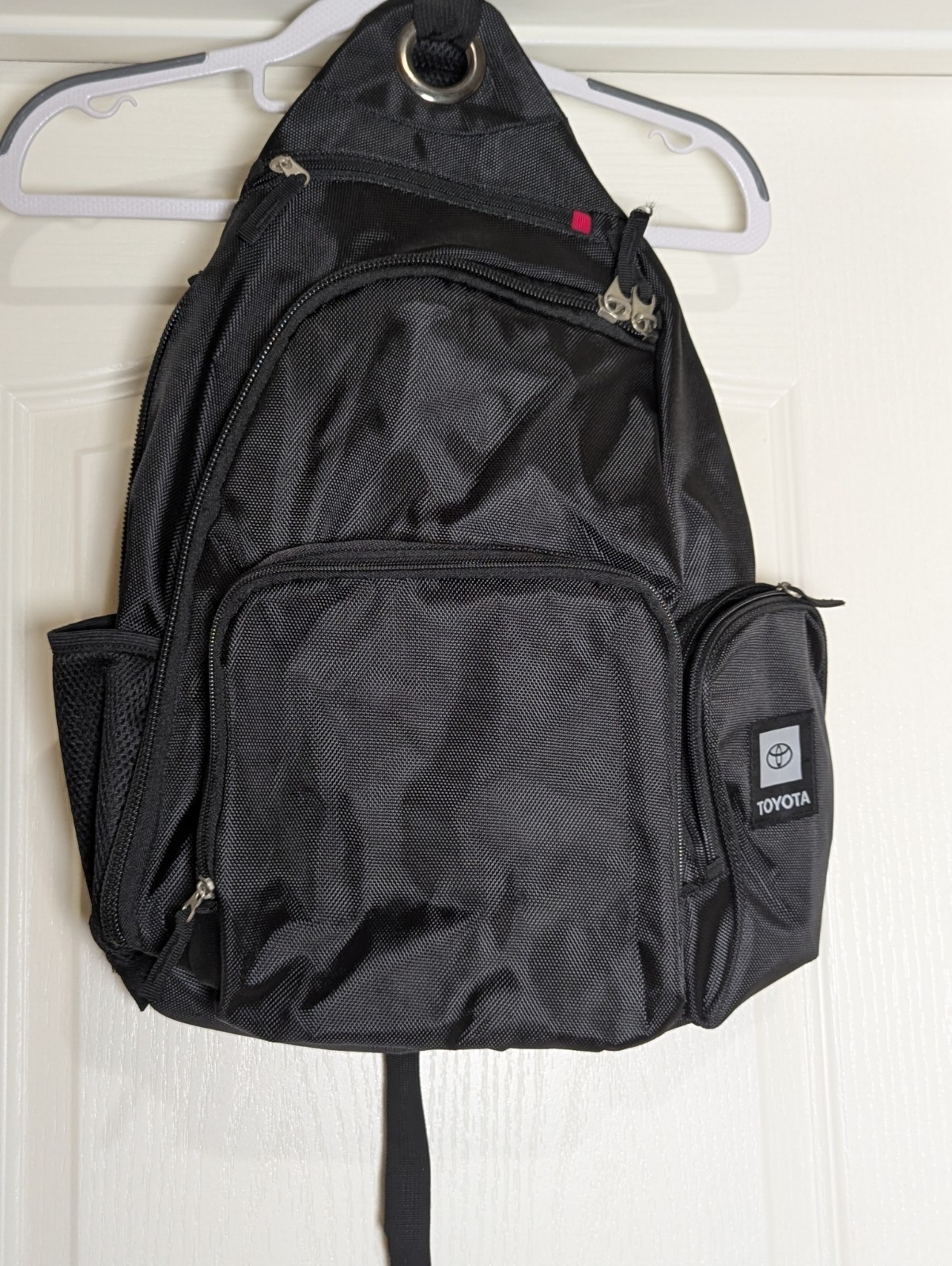 Sling Backpack Black 4 Pockets Padded Strap Nylon Adjustable Strap
