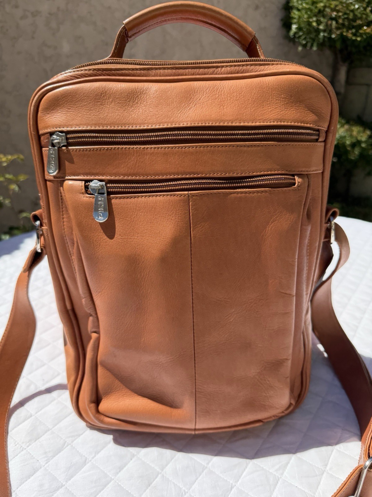 Nice Piel Chestnut Brown Leather Bag Colombian Made Padded Satchel Messenger Bag