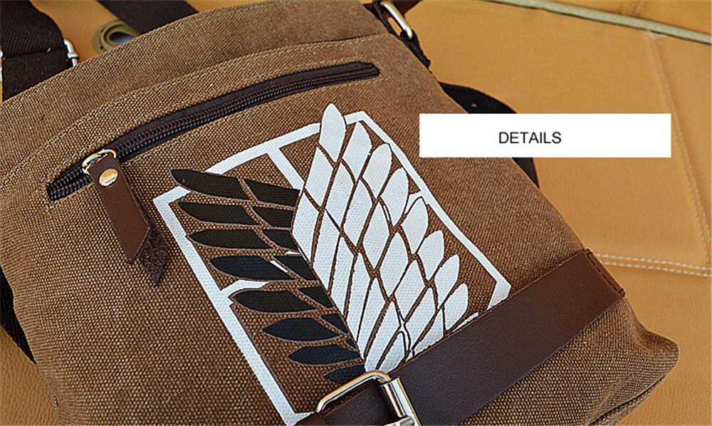 Anime Attack on Titan Survey Shoulder Bag Brown Canvas Corps Style Messenger Bag