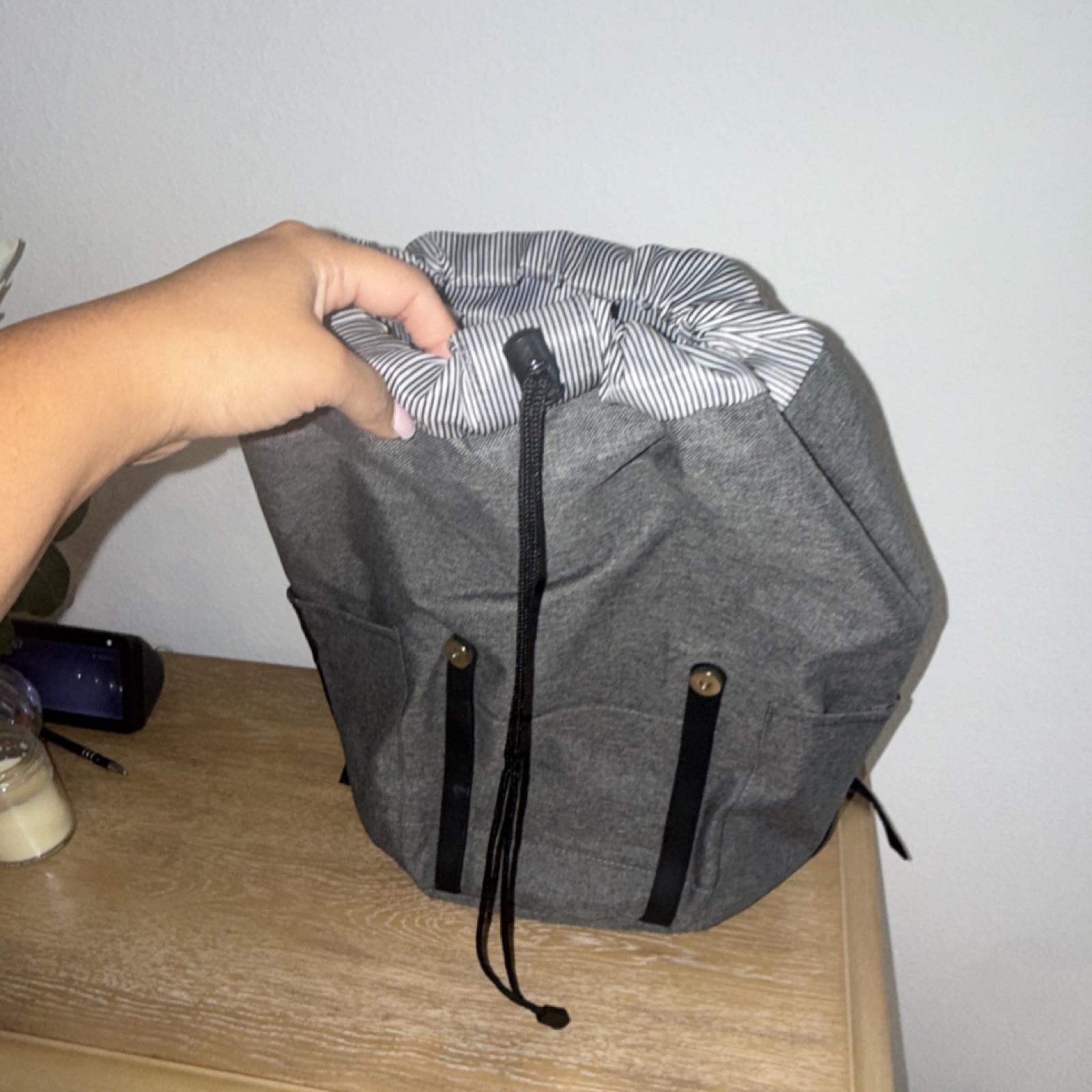 Ashbury Gray Men’s Backpack Buckle Drawstring Closure Adjustable Strap