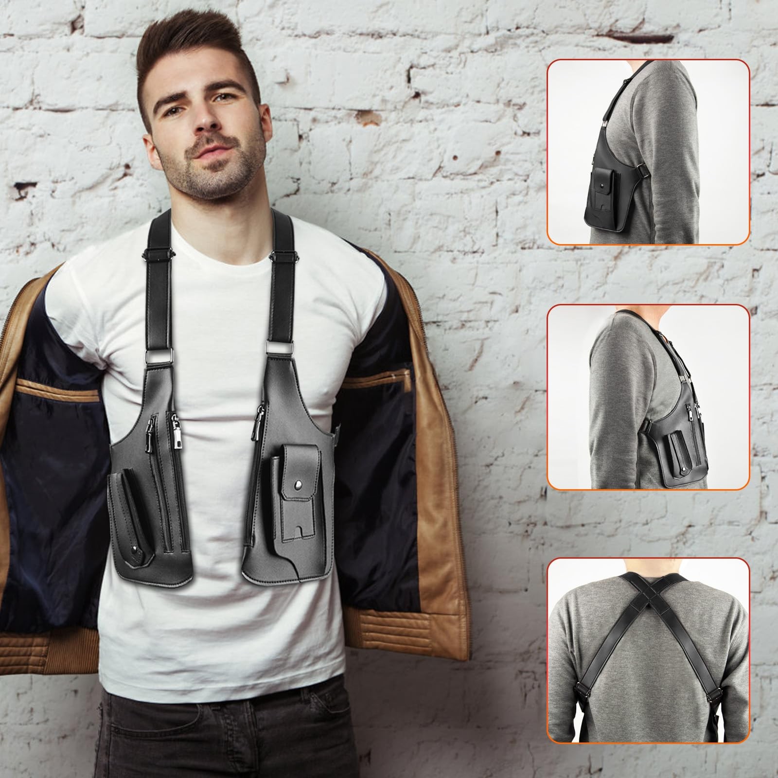 Men Double Shoulder Armpit Bag Anti Theft Hidden Adjustable Holster Travel Pack