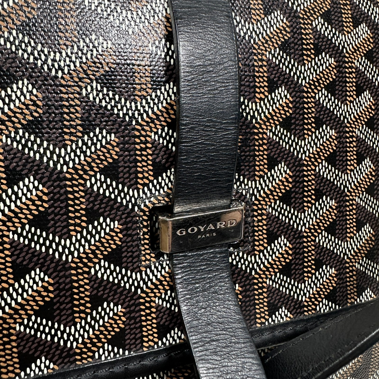 Authentic◇GOYARD Belvedere MM Shoulder Bag Herringbone Print Black Men’s