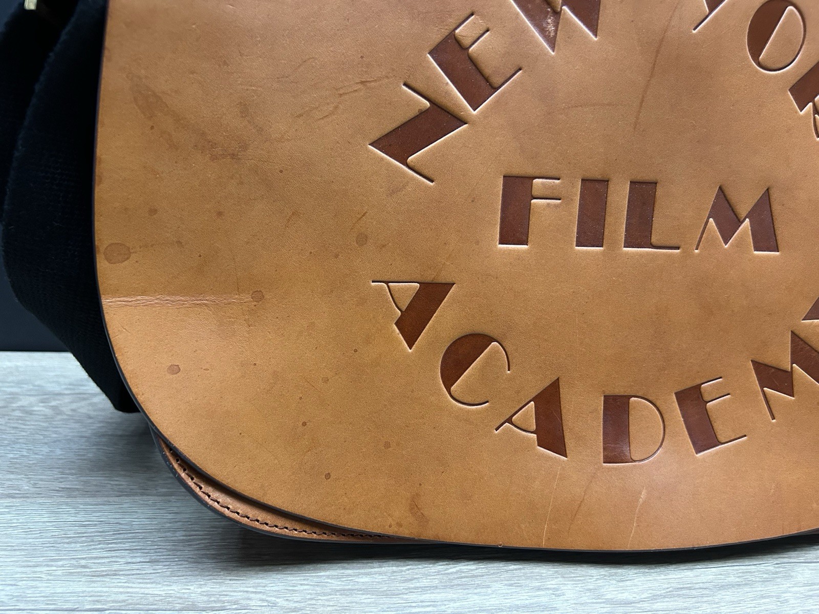 Vintage New York Film Academy Genuine Leather Cognac Portfolio Messenger Bag