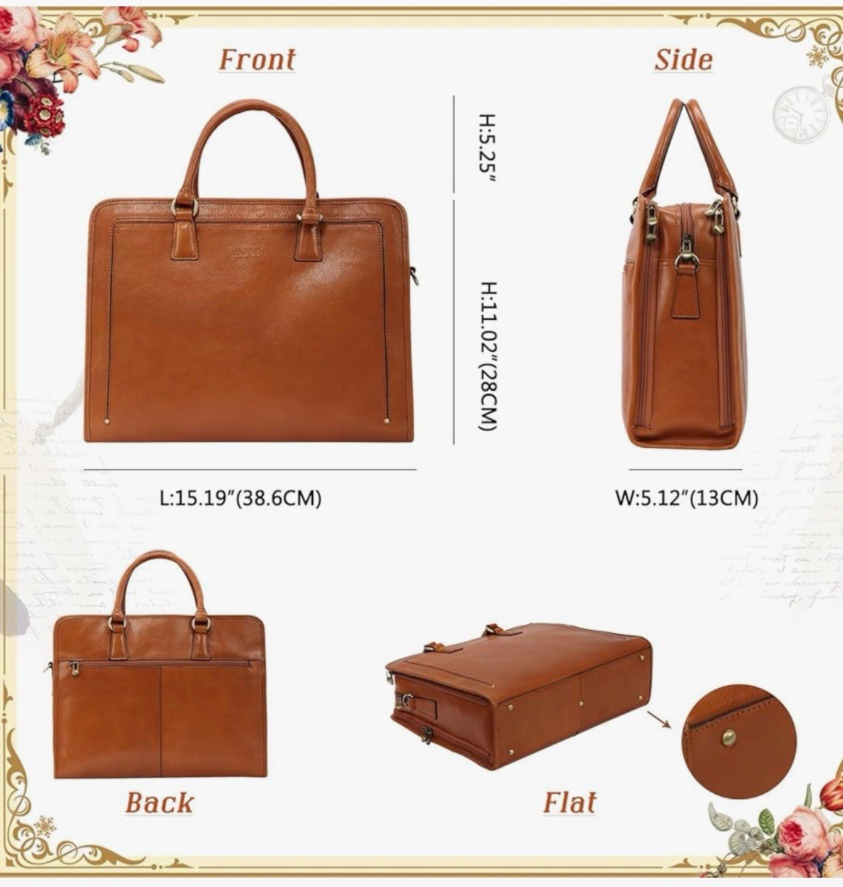 Banuce Genuine Full Grains Italian Leather Briefcase Women / Men Laptop Bag NEW