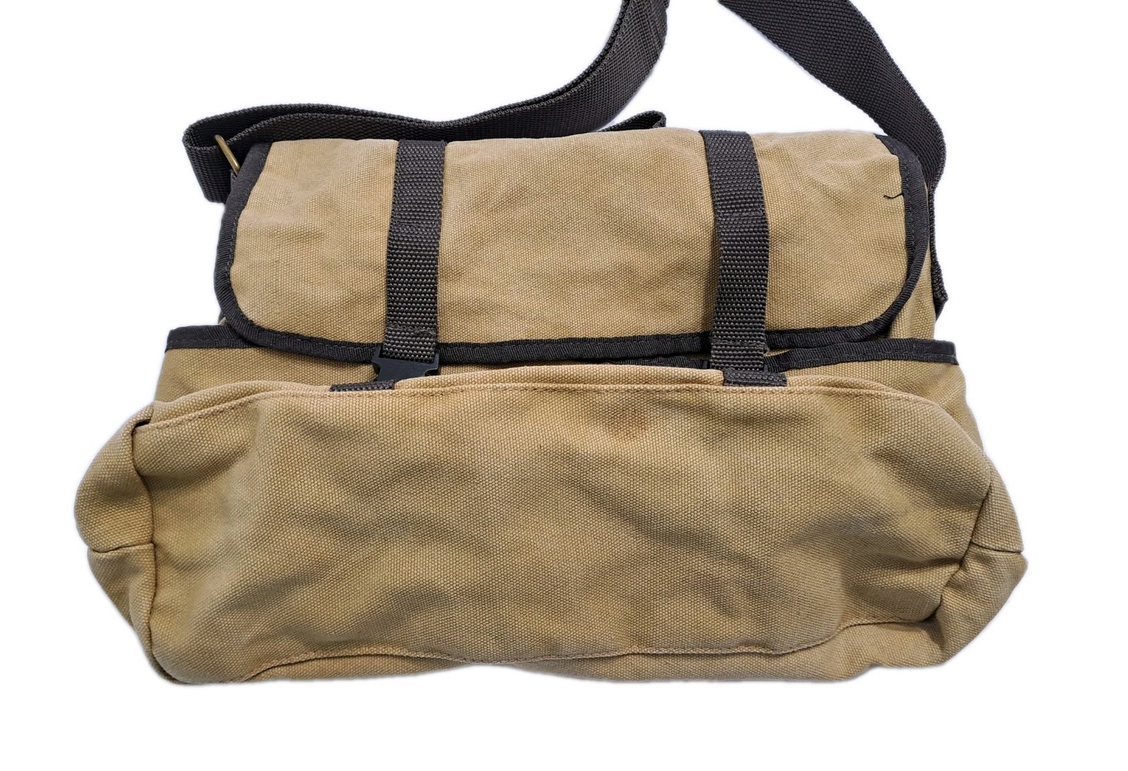Canvas Khaki Messenger Bag Distressed Retro Vintage Merona Army School Travel