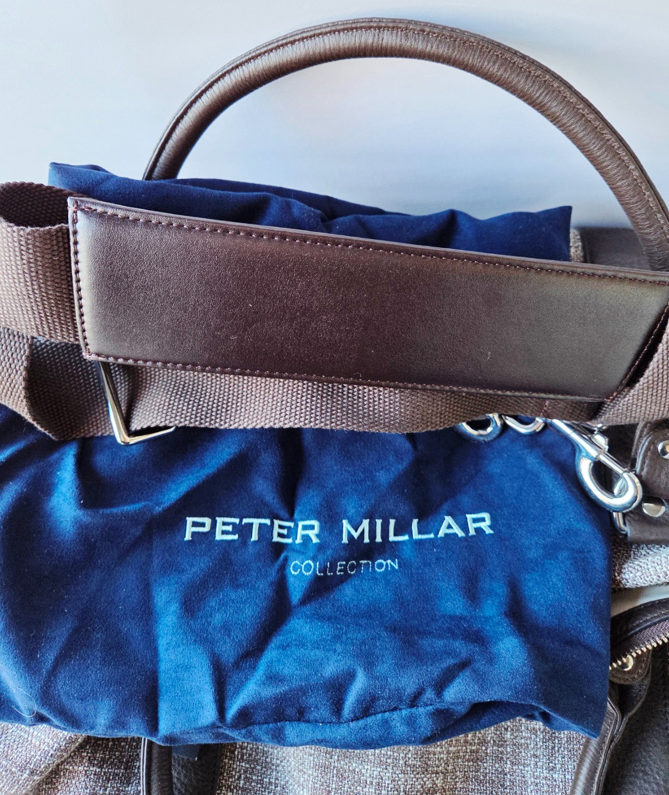 $898 Peter Millar Duffel Bag Leather and Cotton/Linen/Silk Blend – NEW